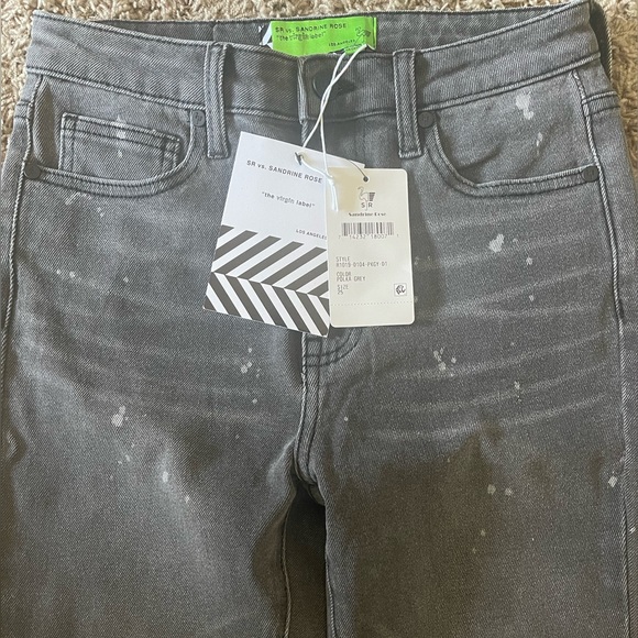 NWT Free People x Sandrine Rose Denim jeans gray, paint splatter fits 26-27” - Picture 4 of 8